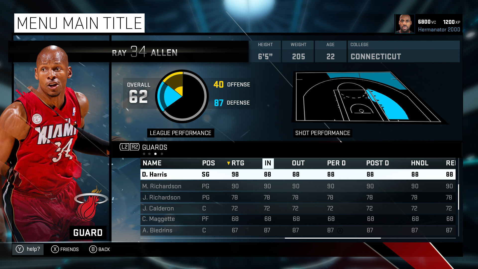 2K15 UI concept visual design — featured frame